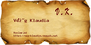 Vég Klaudia névjegykártya